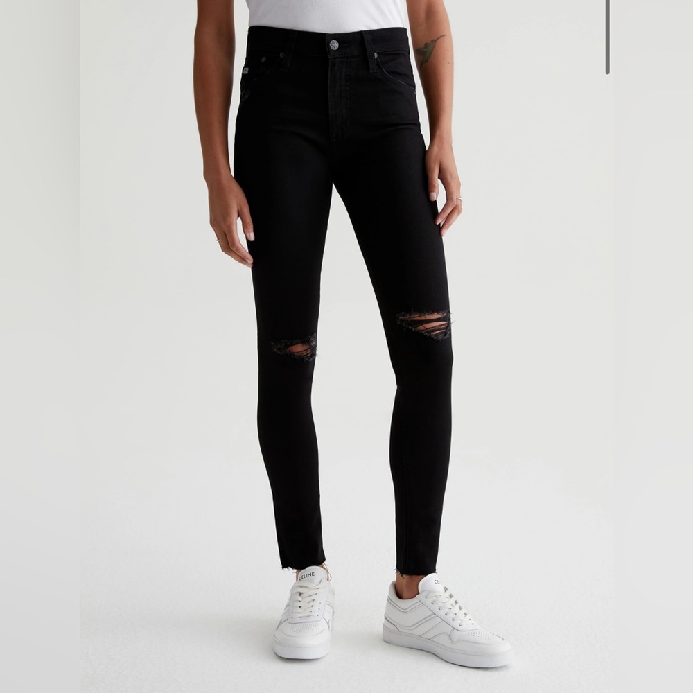 AG Black Ripped Skinny Jeans